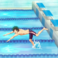Deku in the pool